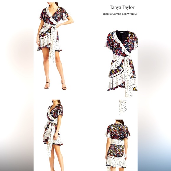 TANYA TAYLOR Bianka Ruffle Confetti Dot Wrap Dress - Picture 2 of 12
